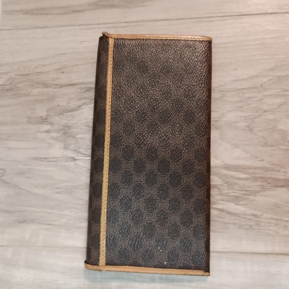 Authentic, Celine Canvas Brown Macadam Long Bi-fold Wallet